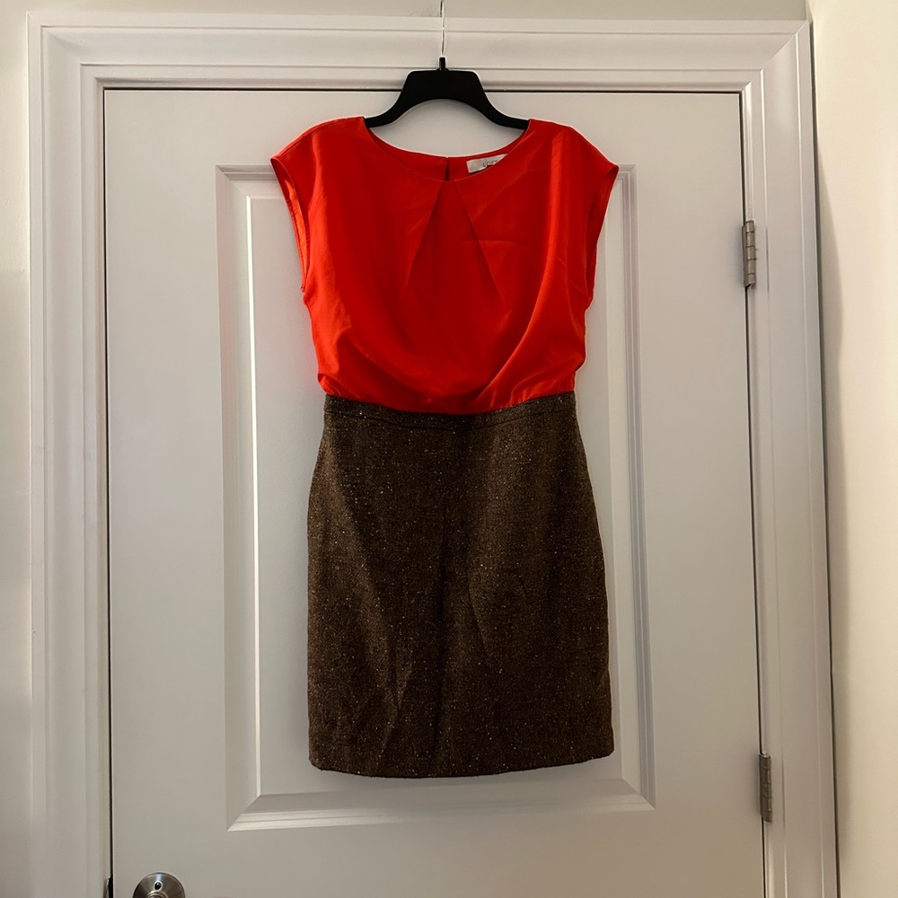 LOFT Red and Brown Sleeveless Dress